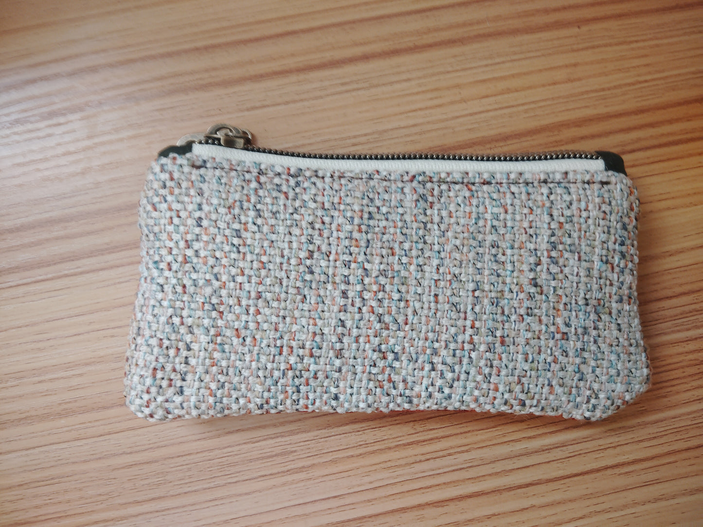 One of a kind series- Zip Pouch- Multiwoven and Orange
