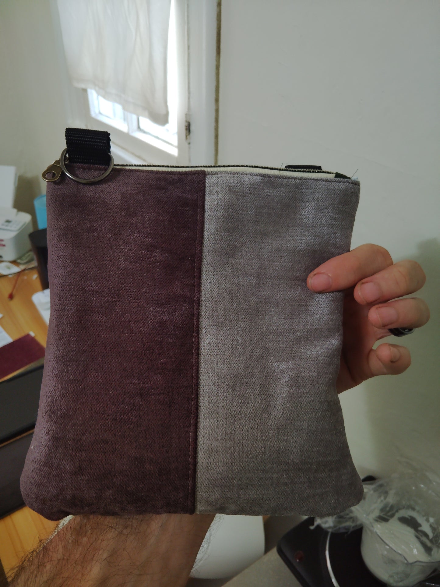 Chenille Crossbody Bag- Blue, grey, Plum