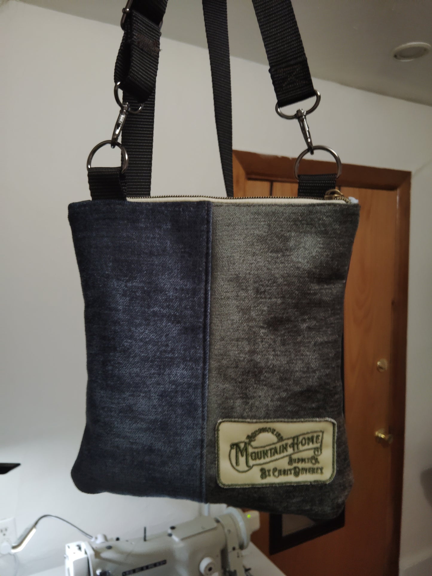 Chenille Crossbody Bag- Blue, grey, Plum