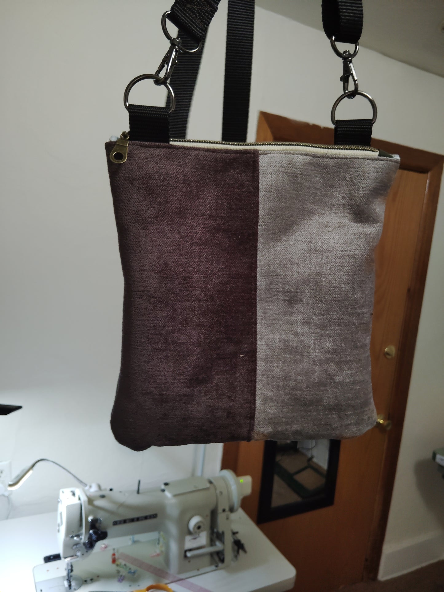 Chenille Crossbody Bag- Blue, grey, Plum