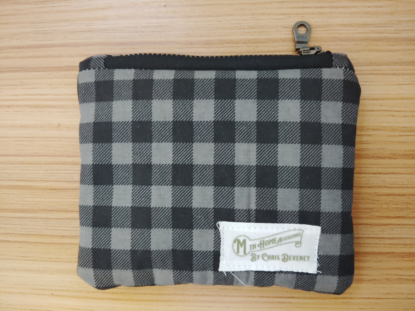 Black and Grey gingham zip pouch