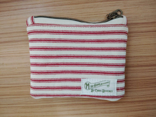 Red Stiped zip pouch