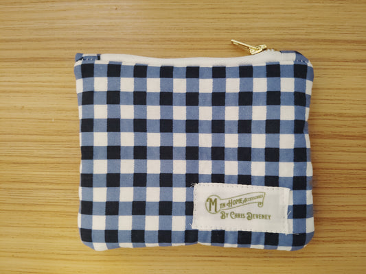 Blue Gingham zip pouch