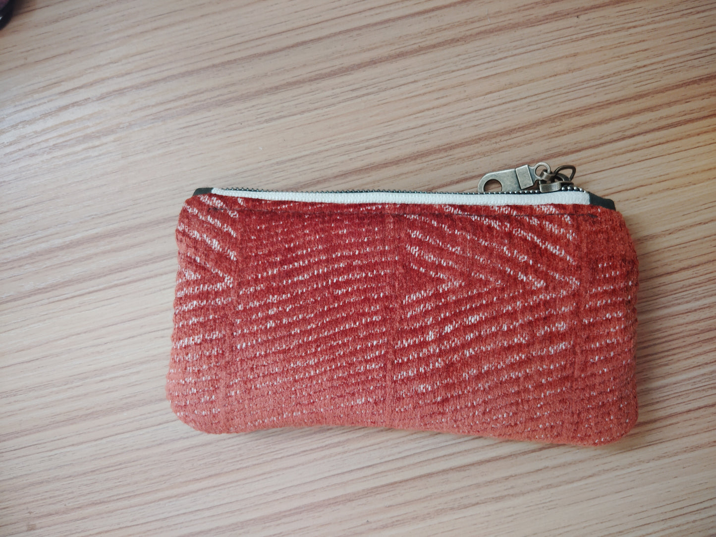 One of a kind series- Zip Pouch- Multiwoven and Orange