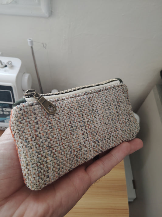 One of a kind series- Zip Pouch- Multiwoven and Orange